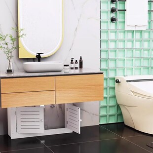 浴室洗手台下面管道遮挡L形U形防水遮丑挡板暖气门水表遮挡柜