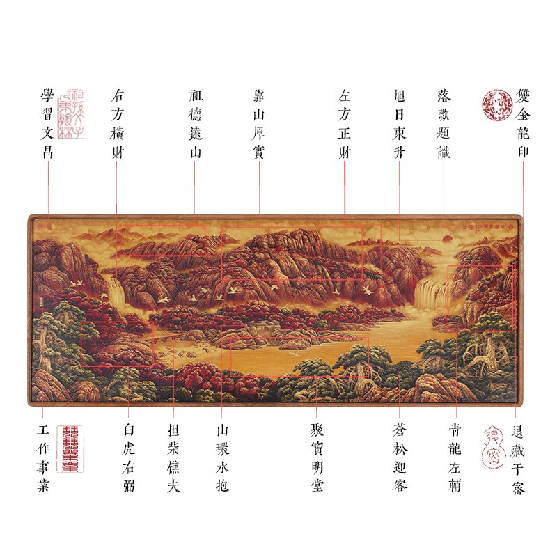 鸿运当头摆件客厅办公室高端大气装饰品画黄铜装饰画送礼长辈礼物