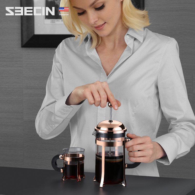 seecin玻璃咖啡壶家用分享壶滤压壶器具法式手冲套装法压壶