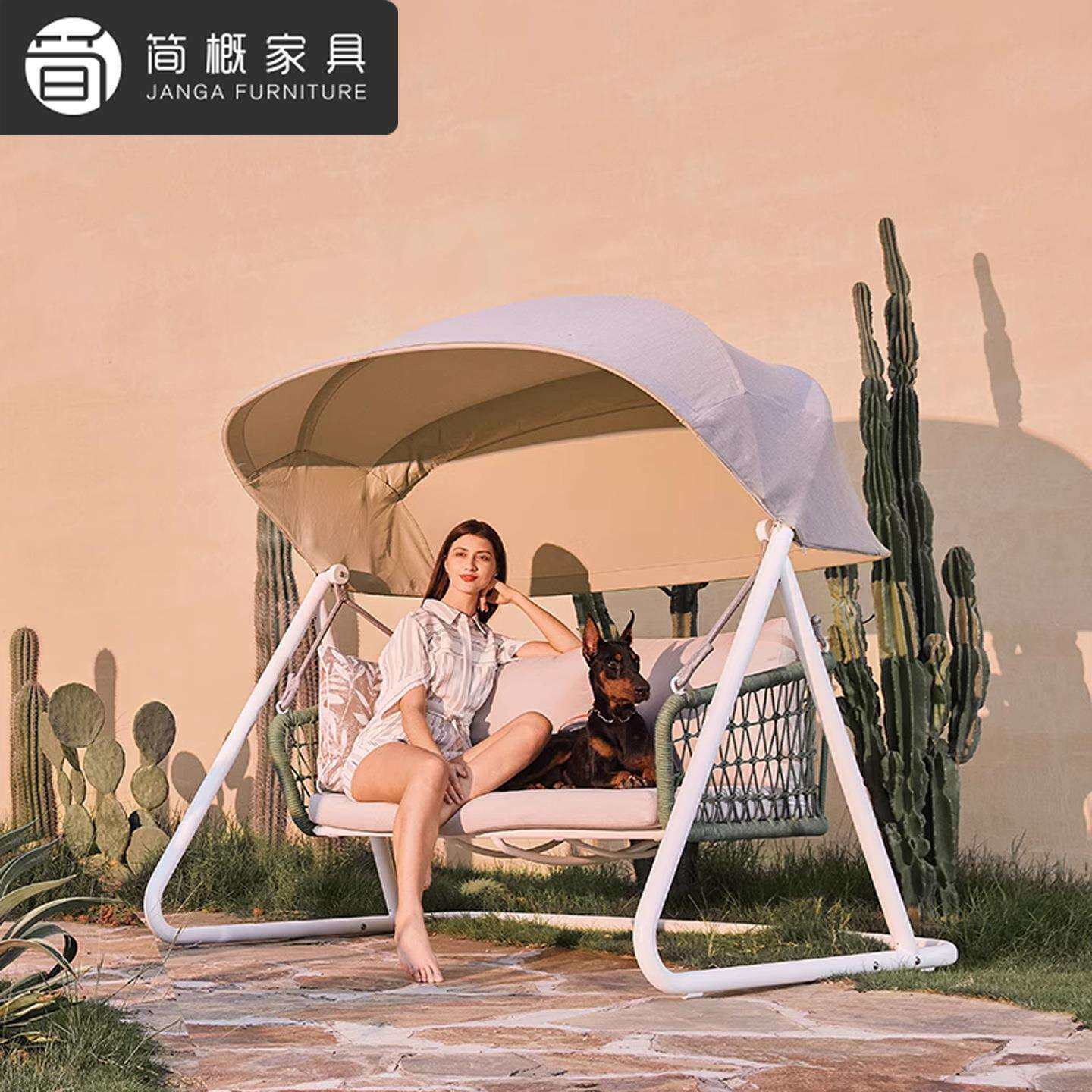 户外别墅露台秋千吊椅室外防水防晒藤编吊篮休闲花园庭院阳台挂椅