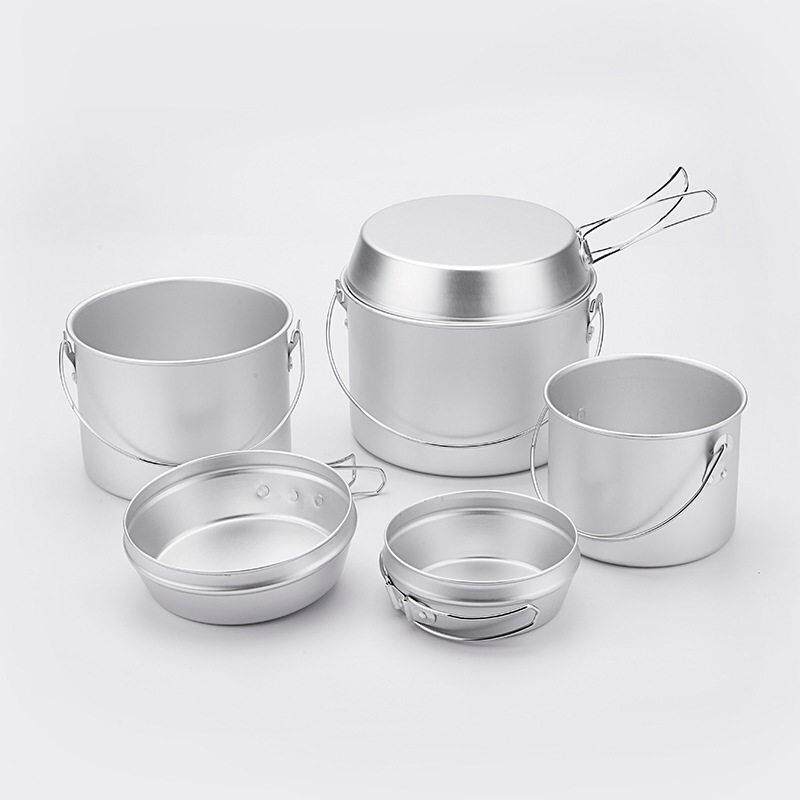铝制户外套锅野炊水壶煎锅露营郊游吊锅折叠便携炊具野营锅具套装