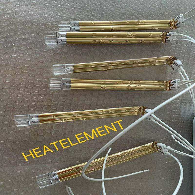 半镀金加热管双端出线红外线加热管半镀白加热灯管卤素石英加热管