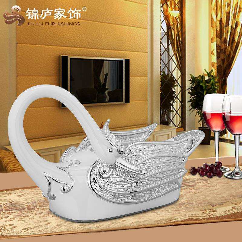 天鹅纸巾盒 客厅欧式奢华树脂餐巾盒美式抽纸盒酒店餐厅轻奢现代