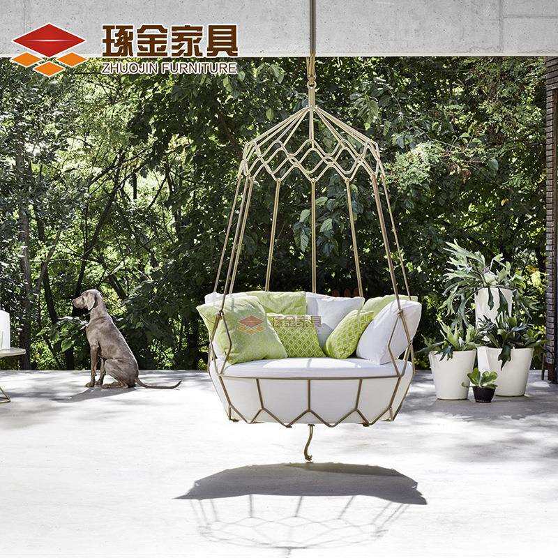 现代简约铝合金吊篮椅阳台户外落地秋千椅可吊椅编织家具