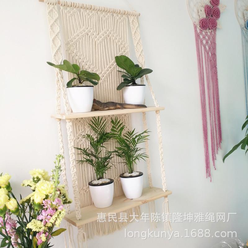 挂毯波西米亚手工编织挂毯墙饰壁饰置物架搁物板花篮支架民宿装饰