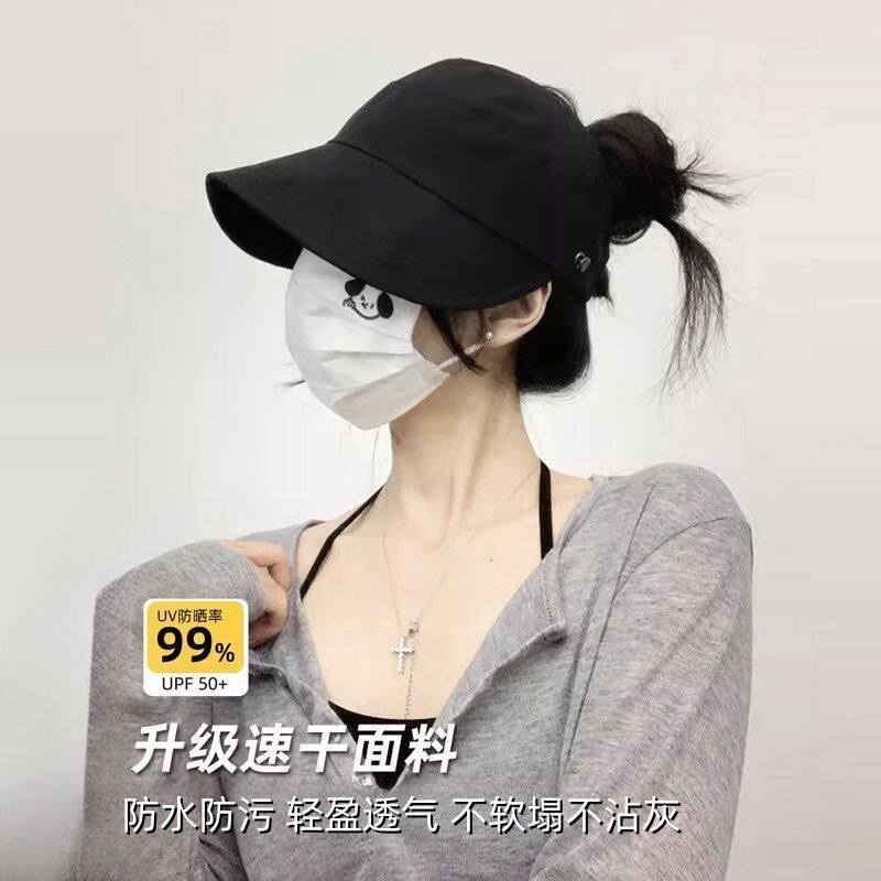 【下单立减50】露思同款防晒防紫外线扎马尾空顶鸭舌帽渔夫帽