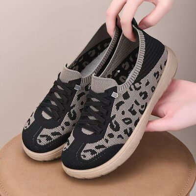 【下单立减50】豹纹德训鞋时尚休闲女鞋软底轻便透气平底一脚蹬