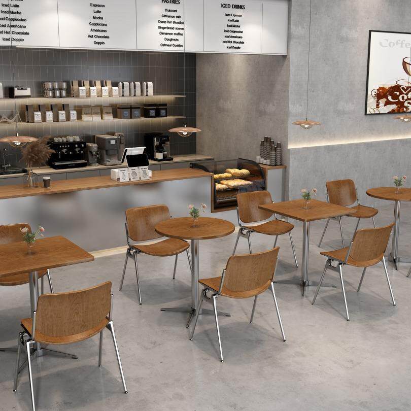 工业风不锈钢咖啡厅桌椅简约清吧酒吧餐厅奶茶店休闲区洽谈区桌椅