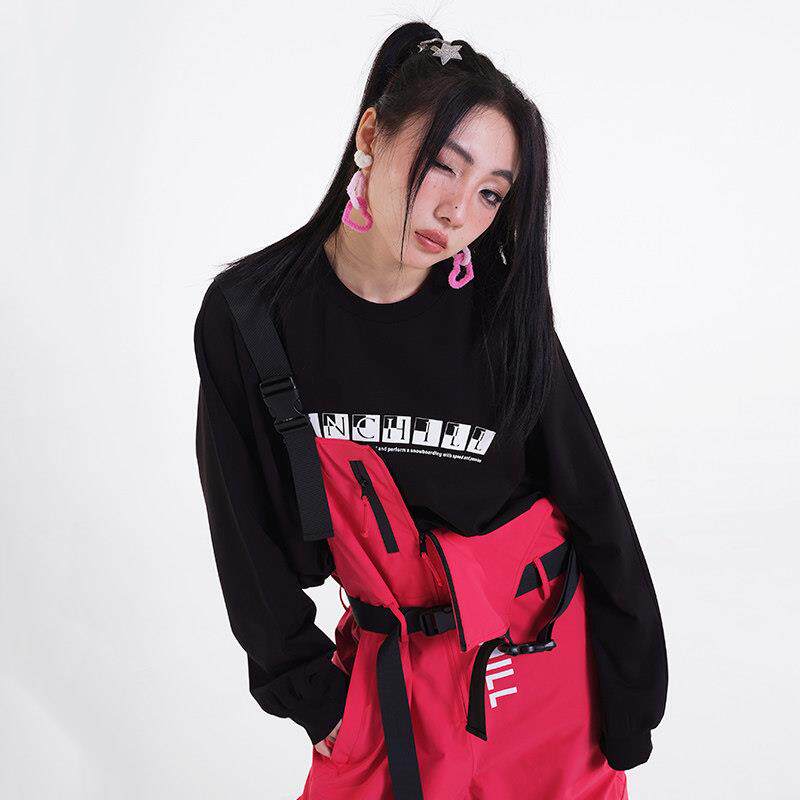 en刃川R白排色宽松RC20204雪服卫衣印花男女款内搭汗单板双板新款
