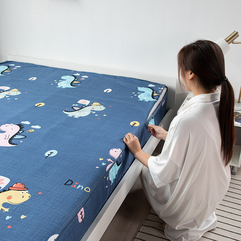 六面全包床笠单件床罩乳胶薄床垫保护床套拉链式防滑固定可拆卸