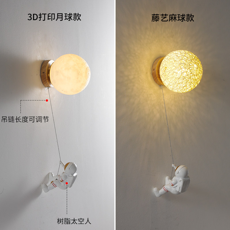 北欧卧室床头原木壁灯日式侘寂风复古过道阳台走廊背景墙实木灯具