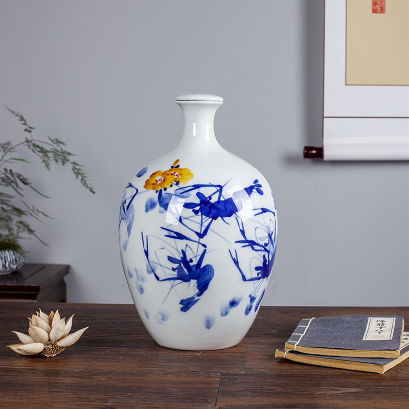 5斤10斤装景德镇陶瓷酒瓶酒坛酒罐密封泡酒瓶酒壶酒具白酒花鸟图