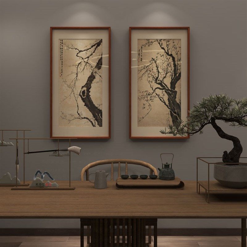 米亦堂x金农梅花 新中式明清仿古风国画茶室餐馆客厅书房玄关挂画