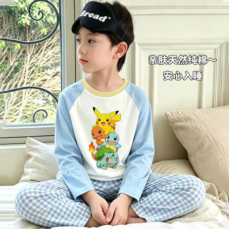 袖026新款男童初春秋季纯棉长卡通睡衣青少年00002894中生家居服2