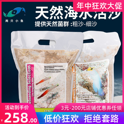 两只小鱼活沙细砂粗砂含天然菌群海水族鱼缸沙子免洗海缸底沙底砂