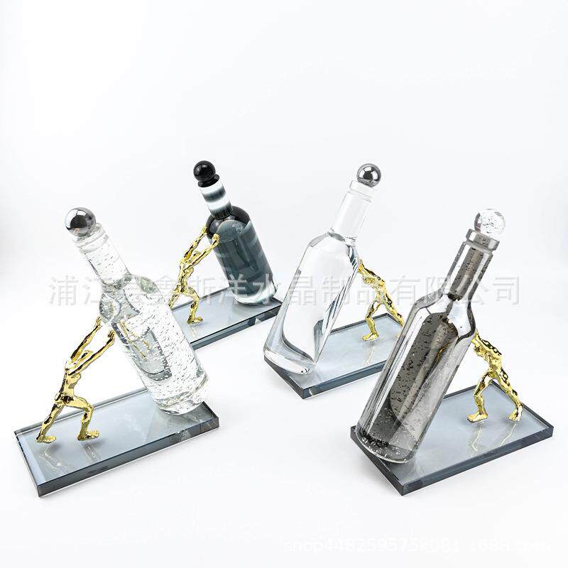 轻奢艺术酒瓶水晶摆件样板房售楼部客厅民宿别墅酒店玄关工艺品