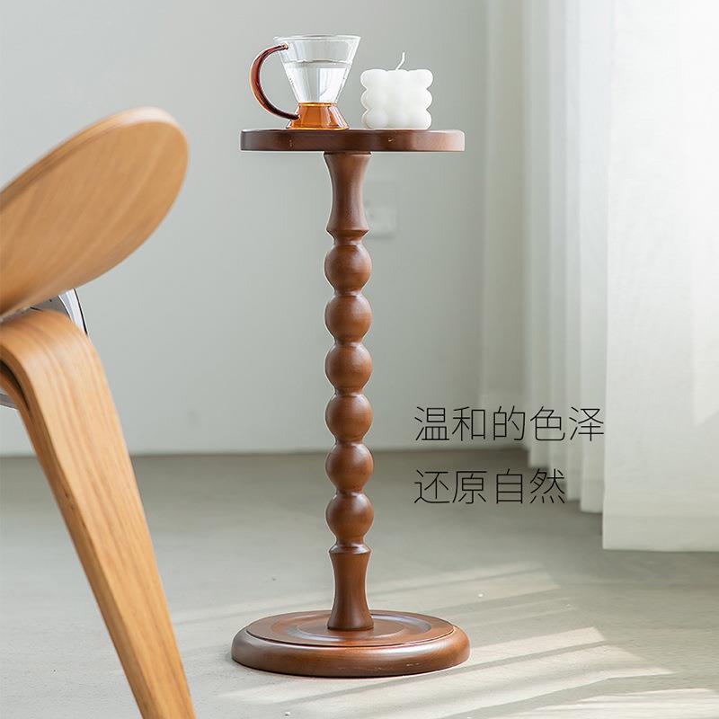 复古实木小边几圆形中古实木小茶几迷你小桌子置物架杯几图片