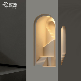 石膏壁灯嵌入式转角墙角感应灯内嵌预埋走廊氛围灯楼梯宫殿壁龛灯