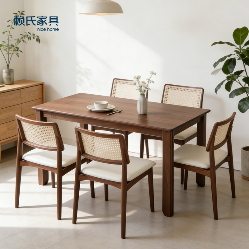 赖氏家具北美黑胡桃餐桌实木餐桌北美黑胡桃木书桌小户型家用餐桌
