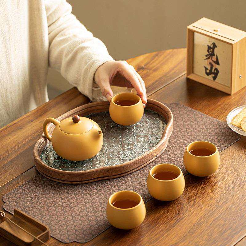原矿黄段泥紫砂壶茶具套装西施壶茶杯茶盘干泡盘家用办公茶壶套装