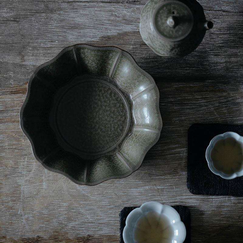 梵汝日式瓦青曼云壶承干泡盘茶承手工粗陶干泡台干果盘茶道配件