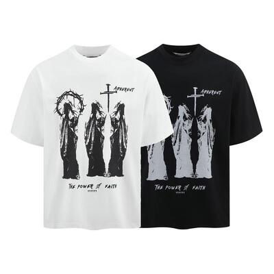 MORRISYEE原创新款信仰之力美式Vintage短宽复古短袖T恤