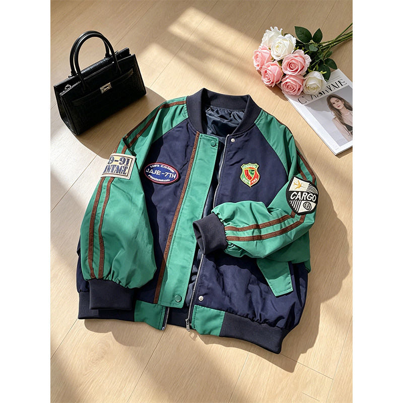 美式风街头棒球服女2026春季新款欧货撞色气质小个子短款风衣外套
