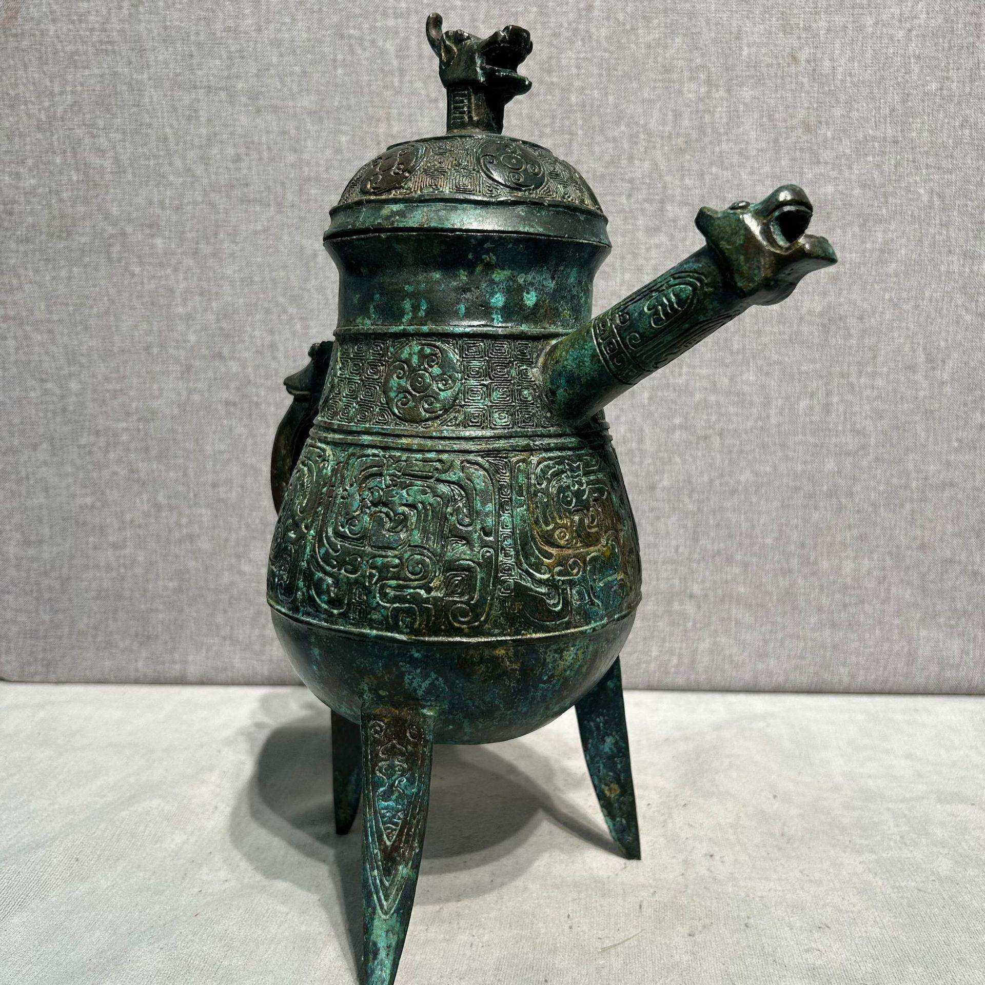 【春秋风格】仿古青铜器龙流盉摆件 高精度复刻 收藏级家居装饰品