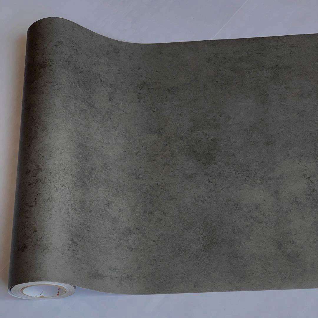 展柜贴膜贴纸 pvc自粘墙纸壁纸 深灰色水泥斑驳效果装饰波音软片