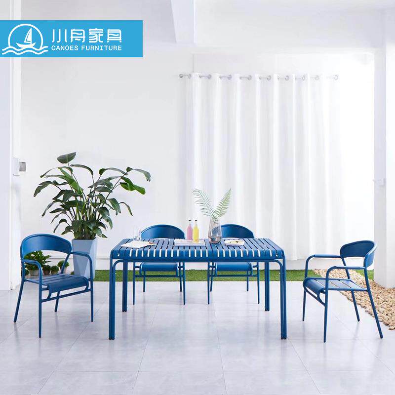 户外休闲铝椅室外别墅花园家具露台阳台防晒防水餐椅庭院铝板椅