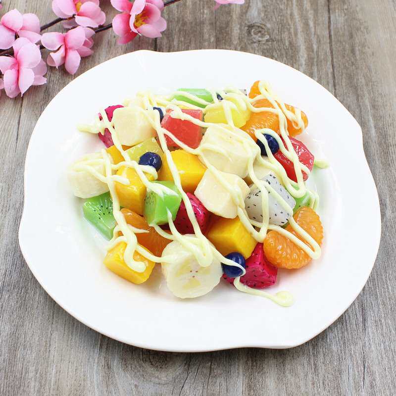 摆件仿真水果模型切块沙拉拼盘食物模型西餐简餐果盘拍摄装饰道具