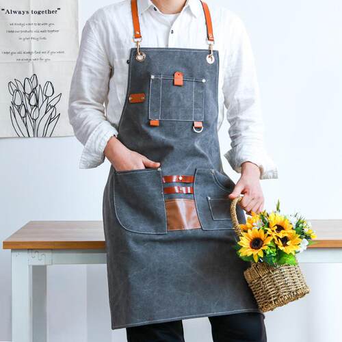 牛仔围裙logo印字理发师奶茶店烘焙餐厅服务员工作服美发美甲画画
