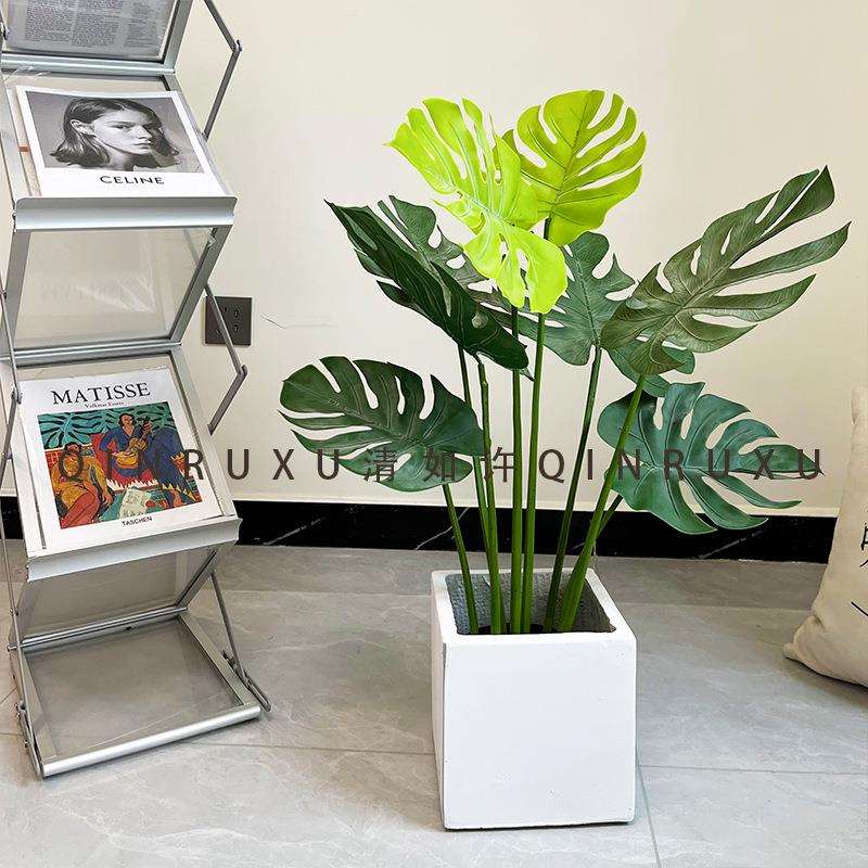 北欧绿植客厅落地龟背竹植物盆栽家居龟背叶装饰仿真热带植物巢蕨