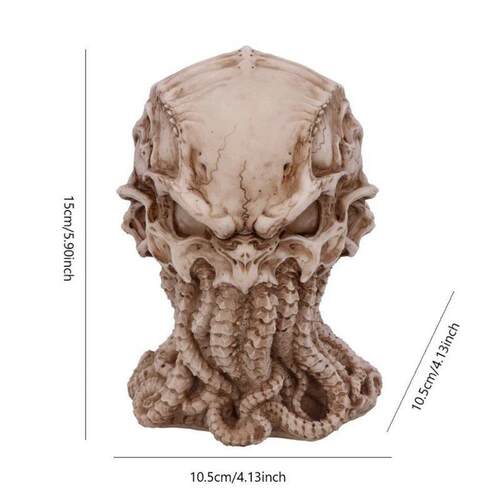 跨境新品Cthulhu Skull克苏鲁神话雕像克苏鲁骷髅头树脂摆件章鱼