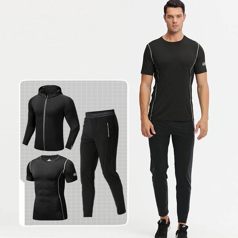 健身服三件套时尚橘色户外跑步健身服外套室内训练服套装可印字