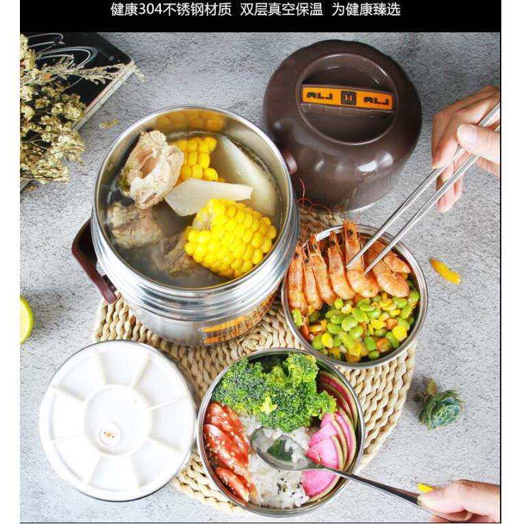 爱丽金高真空多层焖烧提锅304保温饭盒提桶上班族学生12小时密封