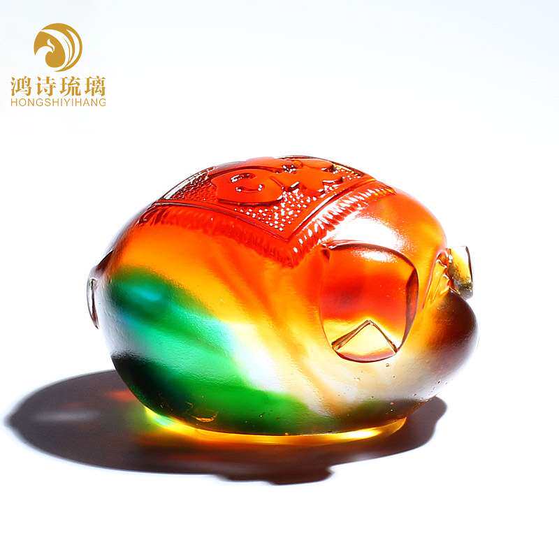 古法琉璃手工艺术品十二生肖小猪摆件可爱创意客厅家居装饰品摆设