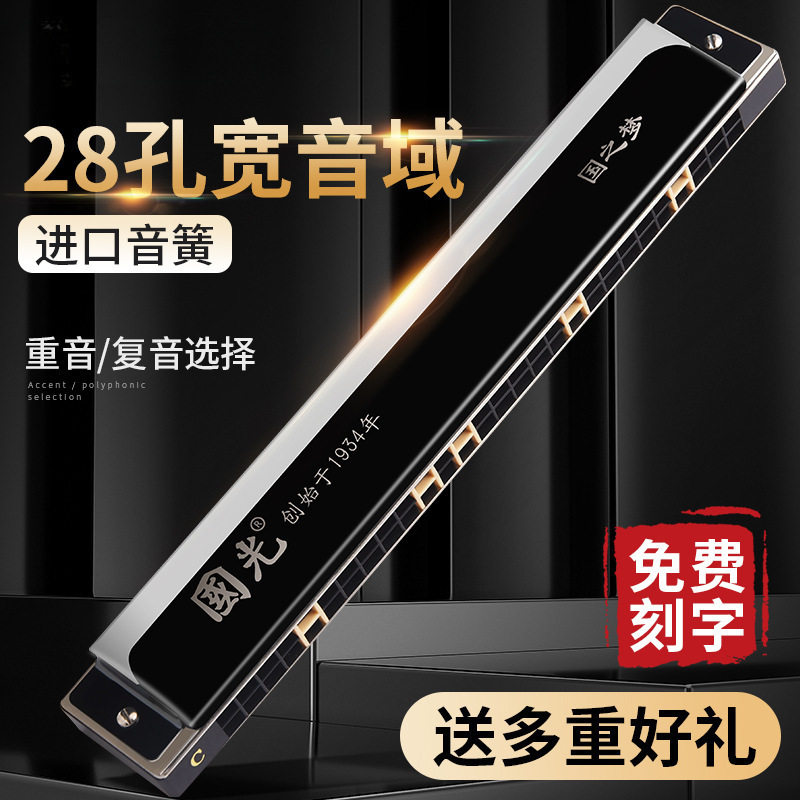 德国进口音簧28孔重音复音口琴