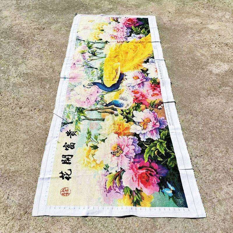 绣好的纯手工十字绣成品花开富贵孔雀牡丹吉祥富贵挂画不带框