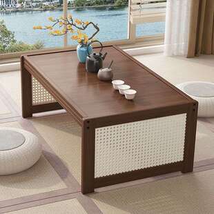 新中式飘窗小桌子床上桌茶几边几榻榻米桌子藤编家用炕桌窗台矮桌