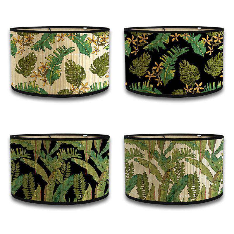 家居装饰绿植印花竹子灯罩台灯吊灯灯罩E27灯头灯具配件竹灯笼