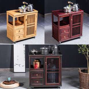 竹茶柜烧水壶一体边柜新中式置物架客厅家用茶桌侧边柜移动小茶台