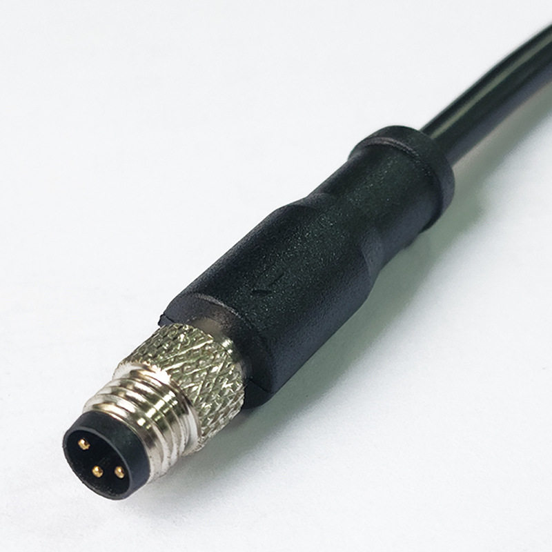 M8 3P公头客制线束M8屏蔽EMC线缆连接线IP67防水连接器工业连接线