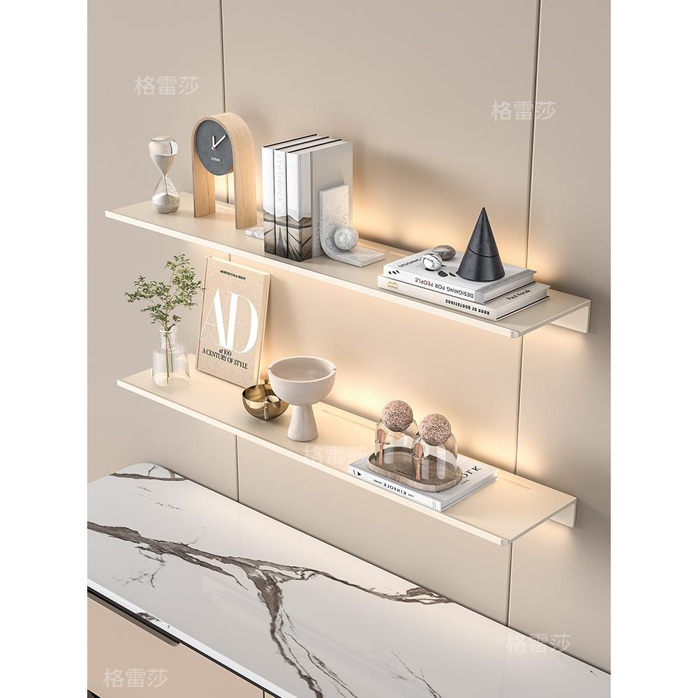 铝合金发光层板壁挂墙上书架展示架装饰置物架带灯搁板金属一字板