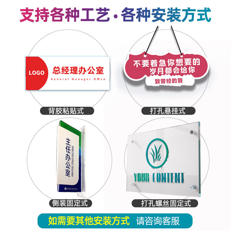 亚克力标牌定做标识塑料小牌子定制UV丝印警示标志牌家用号码门牌图片