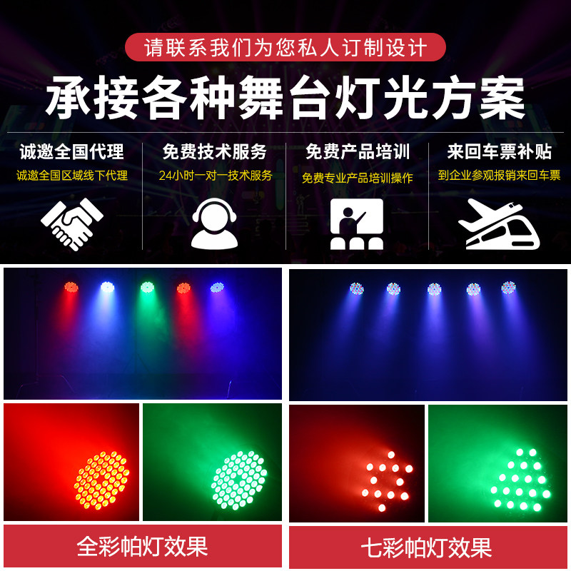 LED防水帕灯54颗3w全彩三合一酒吧舞台灯光户外声控七彩灯染色灯