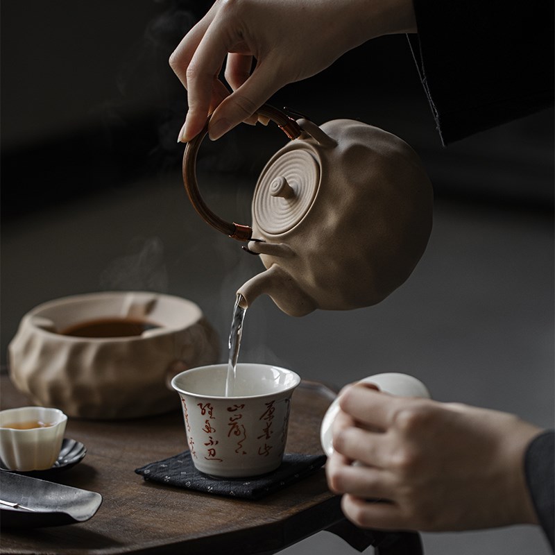 草木祠陶瓷提梁壶泡茶壶温茶蜡烛底座烛台陶壶烧水壶风炉火炉保温