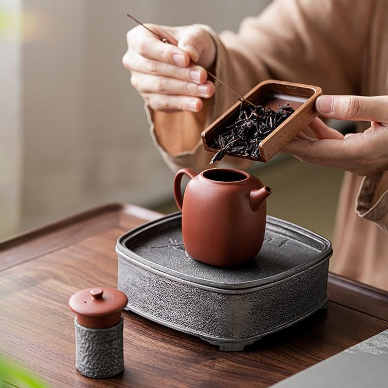 复古风紫砂壶陶瓷中式泡茶壶单个手工功夫茶具家用小号四方壶单人