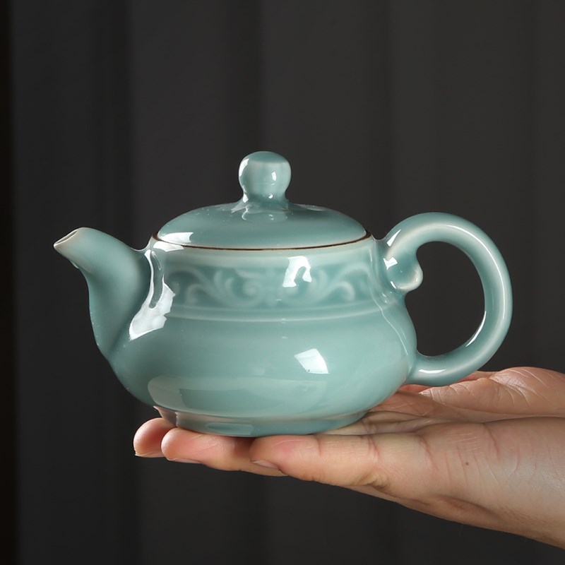 青瓷茶壶单壶陶瓷原矿纯手工功夫茶具套装家用大容量泡茶器小套装