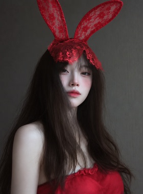 人类一败兔地~兔女郎cos蕾丝发箍